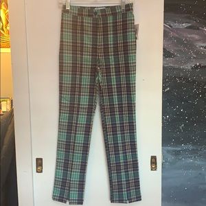 Green plaid trousers
